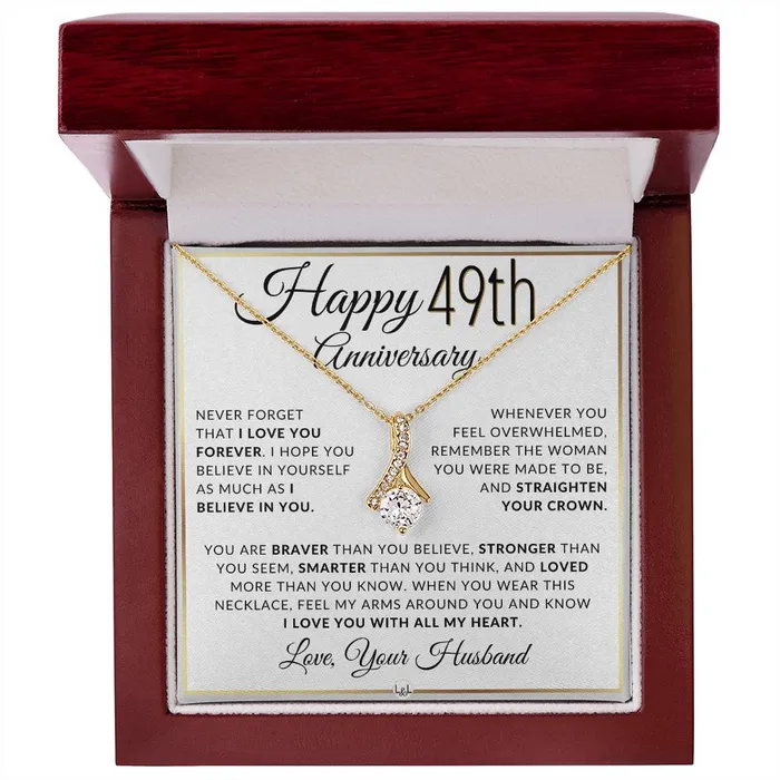 ShineOn Fulfillment Necklaces 49th Anniversary Gift For Wife Anniversary Gift Idea For Your Wife Drop Pendant Necklace Heartfelt Anniversary Message