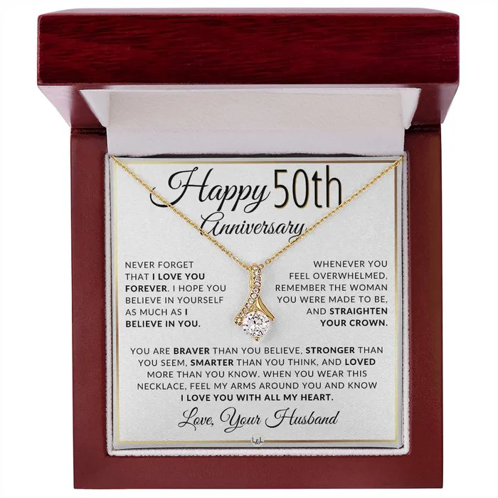 ShineOn Fulfillment Necklaces 50th Anniversary Gift For Wife Anniversary Gift Idea For Your Wife Drop Pendant Necklace Heartfelt Anniversary Message