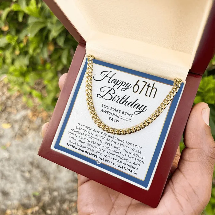 ShineOn Fulfillment Necklaces 67th Birthday Gift For Him Chain Necklace For 67 Year Old Mans Birthday Great Birthday Gift For Men Jewelry For Guys