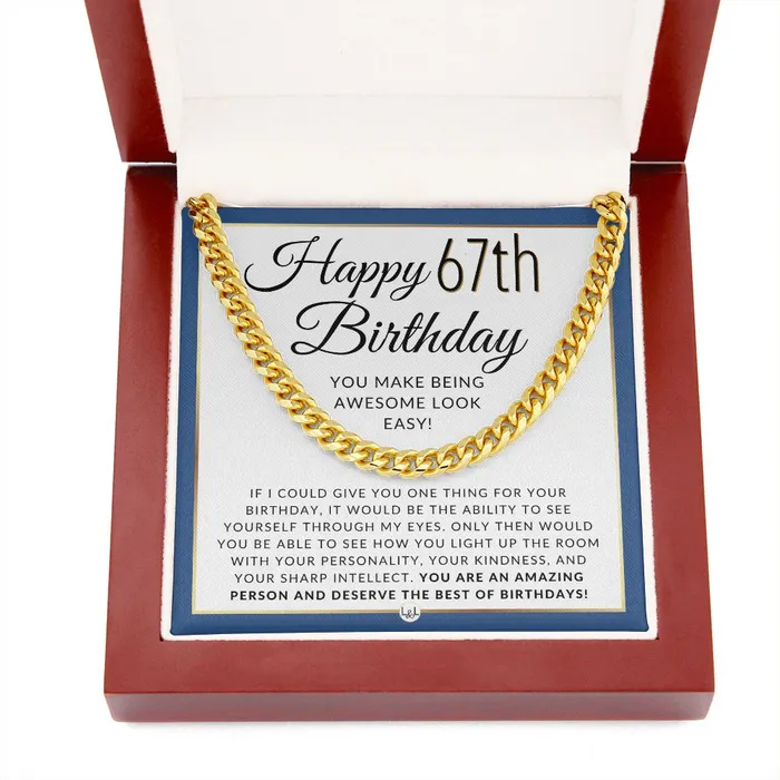 ShineOn Fulfillment Necklaces 67th Birthday Gift For Him Chain Necklace For 67 Year Old Mans Birthday Great Birthday Gift For Men Jewelry For Guys