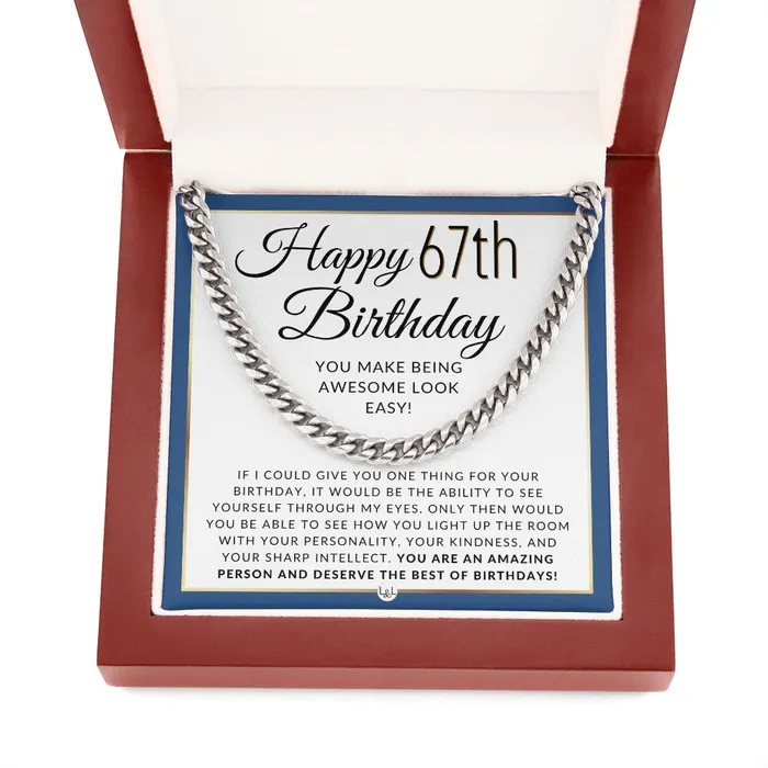 ShineOn Fulfillment Necklaces 67th Birthday Gift For Him Chain Necklace For 67 Year Old Mans Birthday Great Birthday Gift For Men Jewelry For Guys