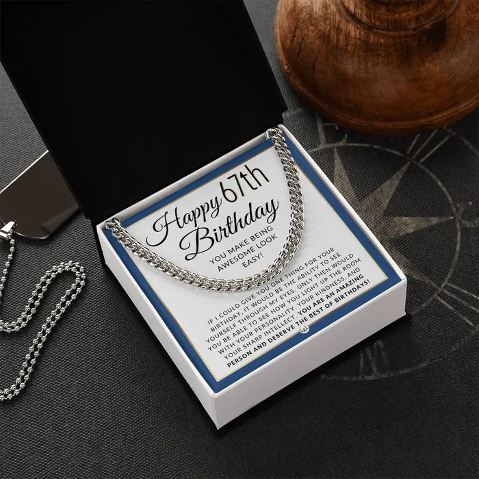 ShineOn Fulfillment Necklaces 67th Birthday Gift For Him Chain Necklace For 67 Year Old Mans Birthday Great Birthday Gift For Men Jewelry For Guys