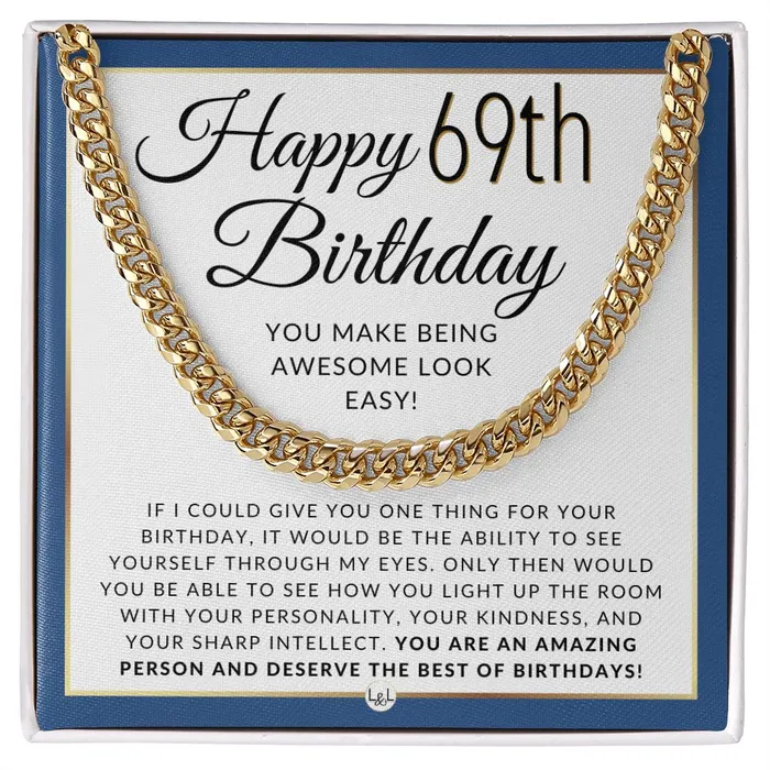 ShineOn Fulfillment Necklaces 69th Birthday Gift For Him Chain Necklace For 69 Year Old Mans Birthday Great Birthday Gift For Men Jewelry For Guys ShineOn Fulfillment Necklaces 69th Birthday Gift For Him Chain Necklace For 69 Year Old Mans Birthday Great Birthday Gift For Men Jewelry For Guys