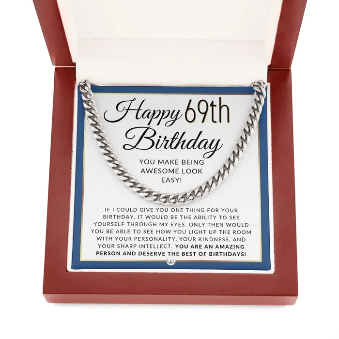 ShineOn Fulfillment Necklaces 69th Birthday Gift For Him Chain Necklace For 69 Year Old Mans Birthday Great Birthday Gift For Men Jewelry For Guys