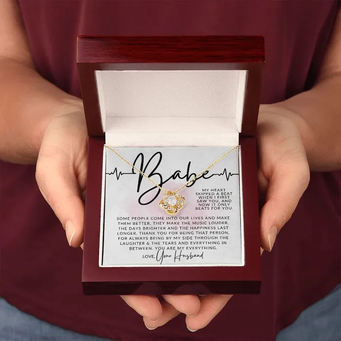 ShineOn Fulfillment Necklaces Babe My Heart Beat To My Wife Necklace From Husband Christmas Gifts Birthday Present Wedding Anniversary Gift Valentines Day