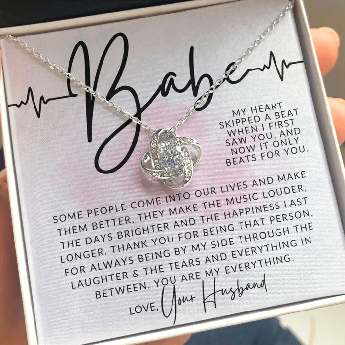 ShineOn Fulfillment Necklaces Babe My Heart Beat To My Wife Necklace From Husband Christmas Gifts Birthday Present Wedding Anniversary Gift Valentines Day