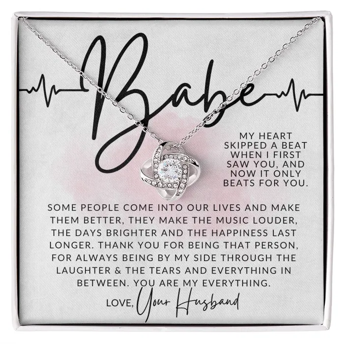 ShineOn Fulfillment Necklaces Babe My Heart Beat To My Wife Necklace From Husband Christmas Gifts Birthday Present Wedding Anniversary Gift Valentines Day