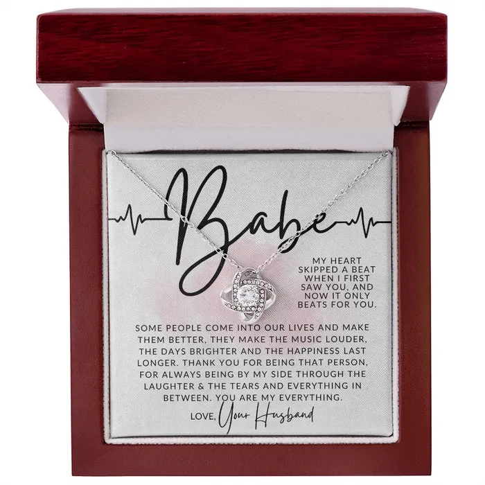 ShineOn Fulfillment Necklaces Babe My Heart Beat To My Wife Necklace From Husband Christmas Gifts Birthday Present Wedding Anniversary Gift Valentines Day