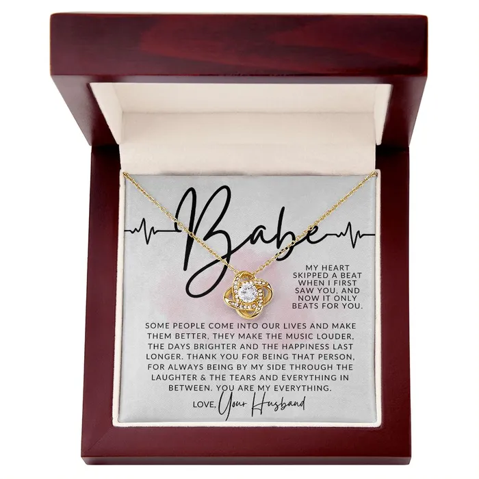 ShineOn Fulfillment Necklaces Babe My Heart Beat To My Wife Necklace From Husband Christmas Gifts Birthday Present Wedding Anniversary Gift Valentines Day