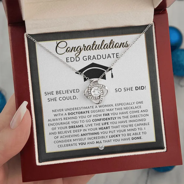 ShineOn Fulfillment Necklaces EDD Graduation Gift For Her Meaningful Milestone Necklace 2024 Doctor of Education Graduation Gift For A Woman