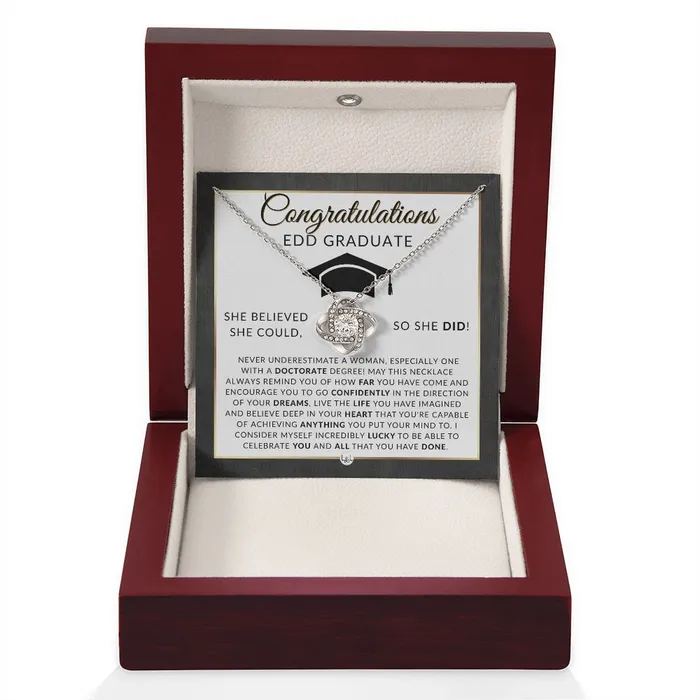 ShineOn Fulfillment Necklaces EDD Graduation Gift For Her Meaningful Milestone Necklace 2024 Doctor of Education Graduation Gift For A Woman