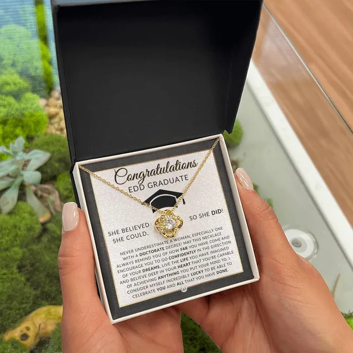 ShineOn Fulfillment Necklaces EDD Graduation Gift For Her Meaningful Milestone Necklace 2024 Doctor of Education Graduation Gift For A Woman