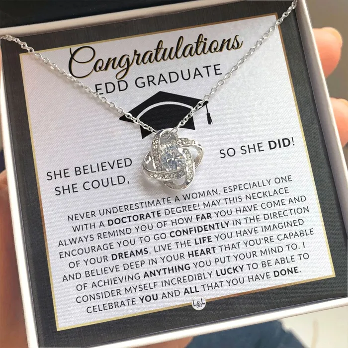 ShineOn Fulfillment Necklaces EDD Graduation Gift For Her Meaningful Milestone Necklace 2024 Doctor of Education Graduation Gift For A Woman