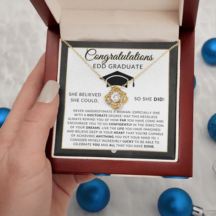 ShineOn Fulfillment Necklaces EDD Graduation Gift For Her Meaningful Milestone Necklace 2024 Doctor of Education Graduation Gift For A Woman