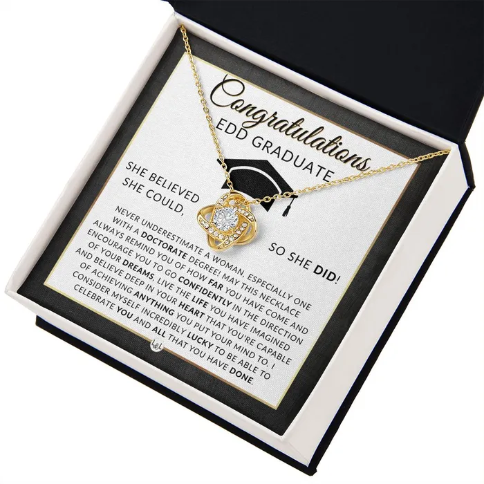 ShineOn Fulfillment Necklaces EDD Graduation Gift For Her Meaningful Milestone Necklace 2024 Doctor of Education Graduation Gift For A Woman