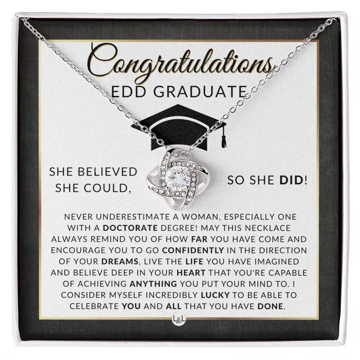 ShineOn Fulfillment Necklaces EDD Graduation Gift For Her Meaningful Milestone Necklace 2024 Doctor of Education Graduation Gift For A Woman