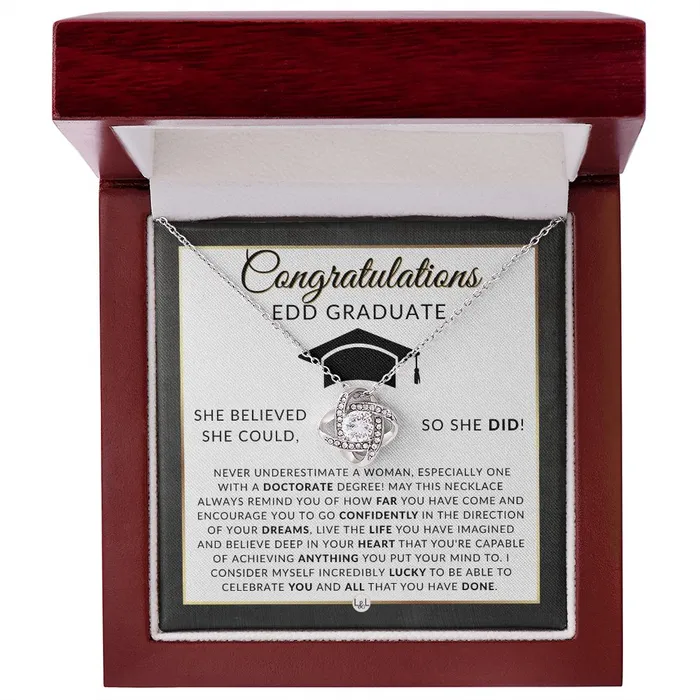 ShineOn Fulfillment Necklaces EDD Graduation Gift For Her Meaningful Milestone Necklace 2024 Doctor of Education Graduation Gift For A Woman