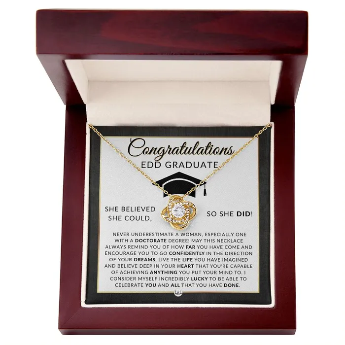 ShineOn Fulfillment Necklaces EDD Graduation Gift For Her Meaningful Milestone Necklace 2024 Doctor of Education Graduation Gift For A Woman