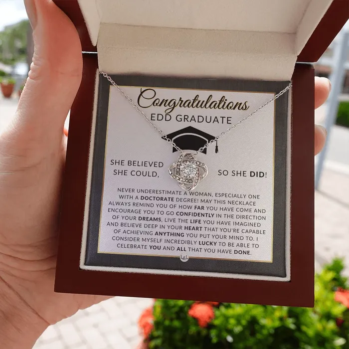 ShineOn Fulfillment Necklaces EDD Graduation Gift For Her Meaningful Milestone Necklace 2024 Doctor of Education Graduation Gift For A Woman
