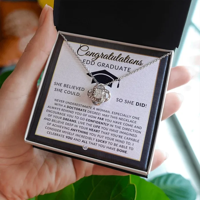 ShineOn Fulfillment Necklaces EDD Graduation Gift For Her Meaningful Milestone Necklace 2024 Doctor of Education Graduation Gift For A Woman