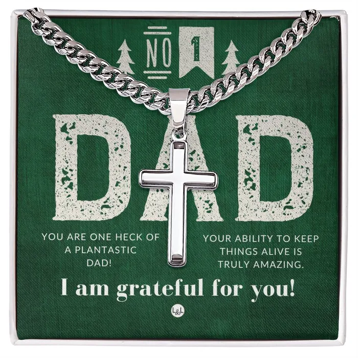 ShineOn Fulfillment Necklaces Gift For Plant Dad Mens Chain with Engravable Cross Necklace Christian Jewelry For Dad For Fathers Day Christmas or His Birthday ShineOn Fulfillment Necklaces Gift For Plant Dad Mens Chain with Engravable Cross Necklace Christian Jewelry For Dad For Fathers Day Christmas or His Birthday