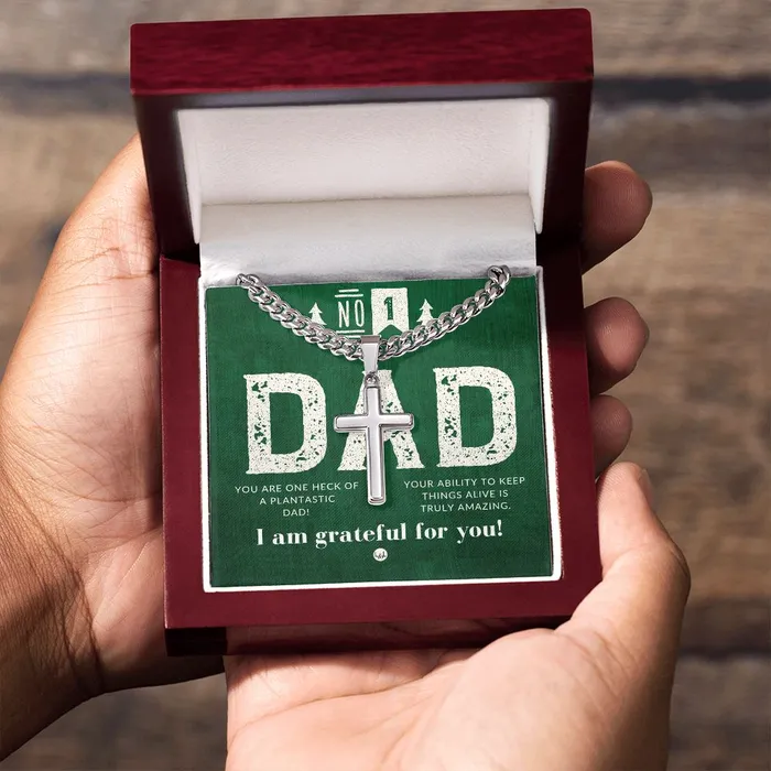 ShineOn Fulfillment Necklaces Gift For Plant Dad Mens Chain with Engravable Cross Necklace Christian Jewelry For Dad For Fathers Day Christmas or His Birthday