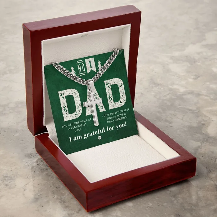 ShineOn Fulfillment Necklaces Gift For Plant Dad Mens Chain with Engravable Cross Necklace Christian Jewelry For Dad For Fathers Day Christmas or His Birthday