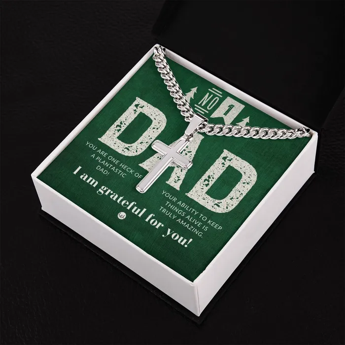 ShineOn Fulfillment Necklaces Gift For Plant Dad Mens Chain with Engravable Cross Necklace Christian Jewelry For Dad For Fathers Day Christmas or His Birthday