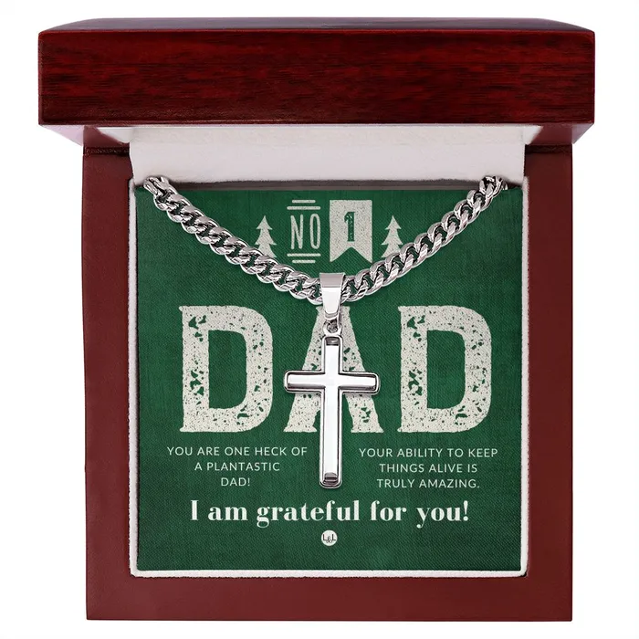 ShineOn Fulfillment Necklaces Gift For Plant Dad Mens Chain with Engravable Cross Necklace Christian Jewelry For Dad For Fathers Day Christmas or His Birthday