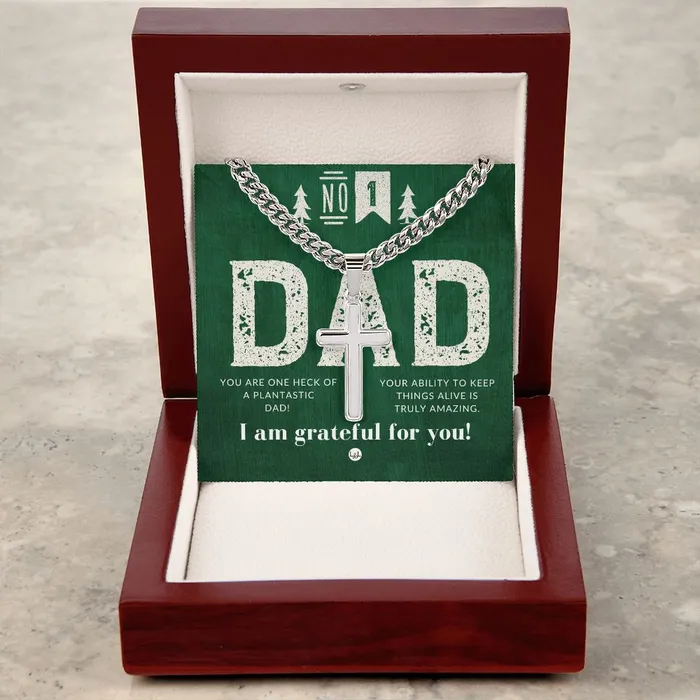 ShineOn Fulfillment Necklaces Gift For Plant Dad Mens Chain with Engravable Cross Necklace Christian Jewelry For Dad For Fathers Day Christmas or His Birthday