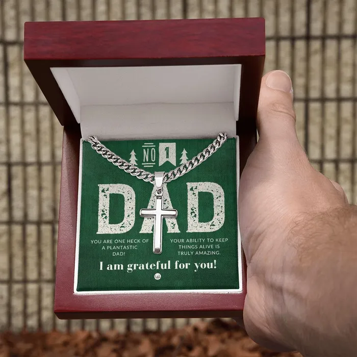 ShineOn Fulfillment Necklaces Gift For Plant Dad Mens Chain with Engravable Cross Necklace Christian Jewelry For Dad For Fathers Day Christmas or His Birthday