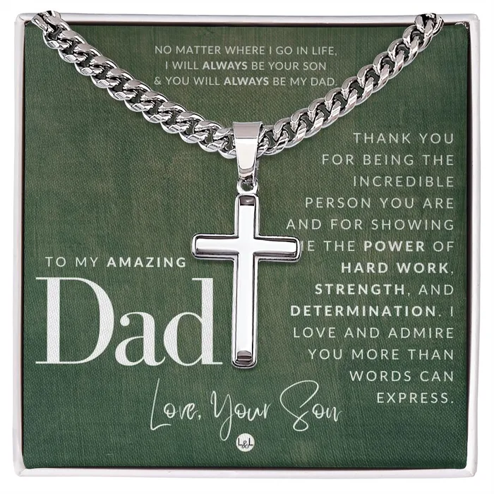 ShineOn Fulfillment Necklaces Gift To Father From Son Mens Chain with Engravable Cross Necklace Christian Jewelry For Dad For Fathers Day Christmas or His Birthday ShineOn Fulfillment Necklaces Gift To Father From Son Mens Chain with Engravable Cross Necklace Christian Jewelry For Dad For Fathers Day Christmas or His Birthday