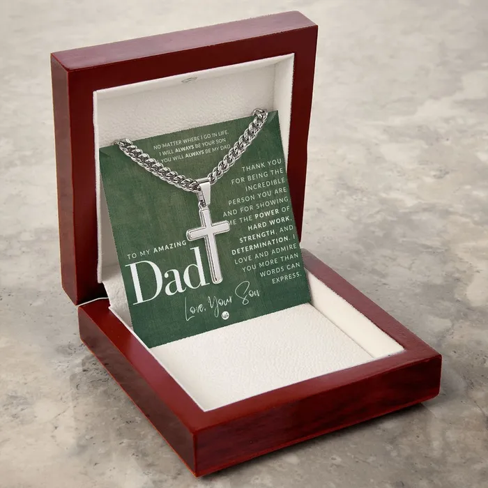 ShineOn Fulfillment Necklaces Gift To Father From Son Mens Chain with Engravable Cross Necklace Christian Jewelry For Dad For Fathers Day Christmas or His Birthday