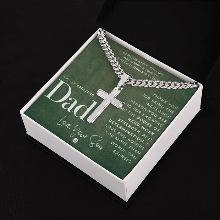 ShineOn Fulfillment Necklaces Gift To Father From Son Mens Chain with Engravable Cross Necklace Christian Jewelry For Dad For Fathers Day Christmas or His Birthday