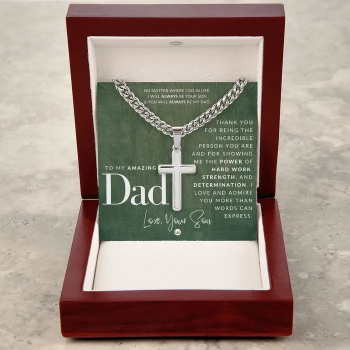 ShineOn Fulfillment Necklaces Gift To Father From Son Mens Chain with Engravable Cross Necklace Christian Jewelry For Dad For Fathers Day Christmas or His Birthday