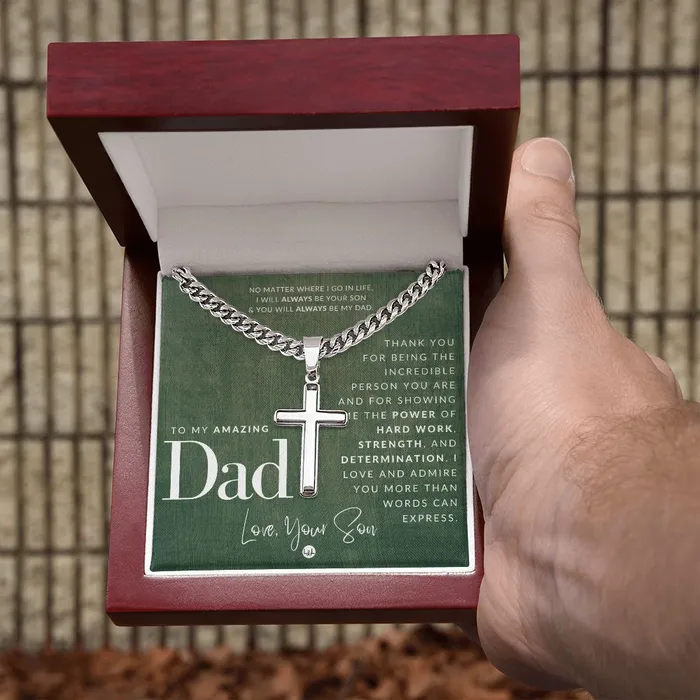 ShineOn Fulfillment Necklaces Gift To Father From Son Mens Chain with Engravable Cross Necklace Christian Jewelry For Dad For Fathers Day Christmas or His Birthday