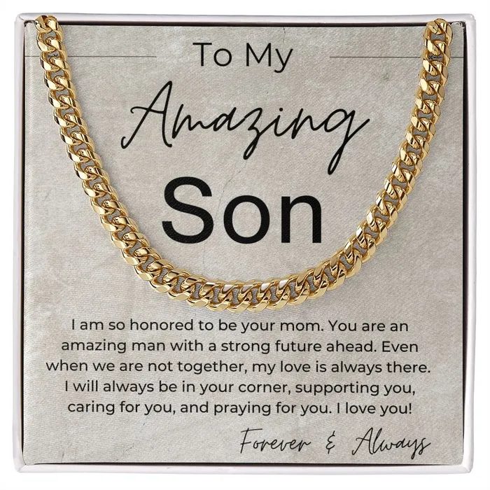 ShineOn Fulfillment Necklaces I will Always Be in Your Corner A Gift for Son from Mom Linked Chain Necklace ShineOn Fulfillment Necklaces I will Always Be in Your Corner A Gift for Son from Mom Linked Chain Necklace