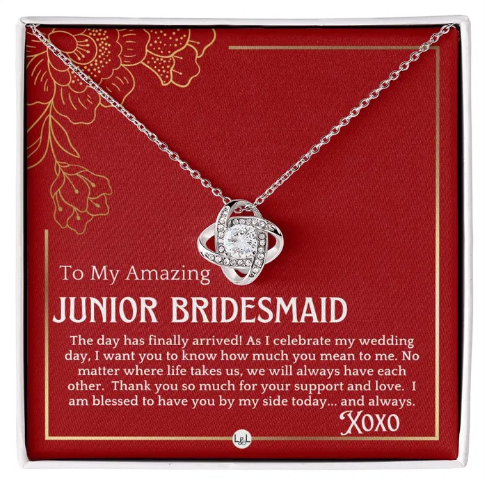 ShineOn Fulfillment Necklaces Junior Bridesmaid Gift On My Wedding Day For Jr Bridesmaid Wedding Party Thank You Gift Necklace Red and Gold Wedding Theme ShineOn Fulfillment Necklaces Junior Bridesmaid Gift On My Wedding Day For Jr Bridesmaid Wedding Party Thank You Gift Necklace Red and Gold Wedding Theme