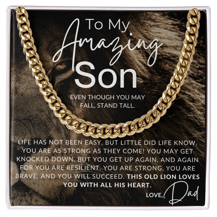 ShineOn Fulfillment Necklaces Stand Tall Son To My Son From Dad Father to Son Chain Necklace wLion Christmas Gifts Birthday Present Graduation Gift ShineOn Fulfillment Necklaces Stand Tall Son To My Son From Dad Father to Son Chain Necklace wLion Christmas Gifts Birthday Present Graduation Gift