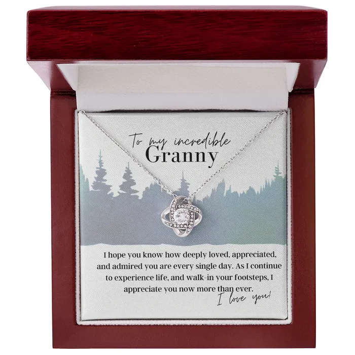 ShineOn Fulfillment To My Incredible Granny Love Knot Pendant Necklace The Perfect Gift for Your Granny Necklaces