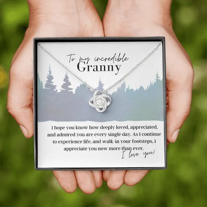 ShineOn Fulfillment To My Incredible Granny Love Knot Pendant Necklace The Perfect Gift for Your Granny Necklaces