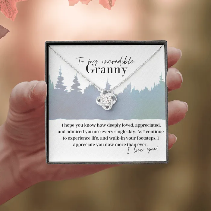 ShineOn Fulfillment To My Incredible Granny Love Knot Pendant Necklace The Perfect Gift for Your Granny Necklaces