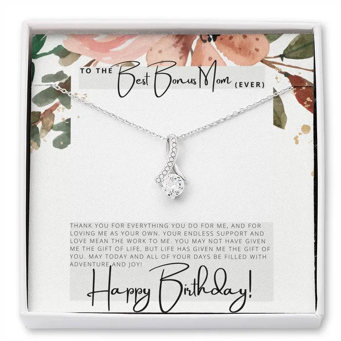 ShineOn Fulfillment To the Best Bonus Mom Ever Happy Birthday Birthday Gift Pendant Necklace Necklaces ShineOn Fulfillment To the Best Bonus Mom Ever Happy Birthday Birthday Gift Pendant Necklace Necklaces