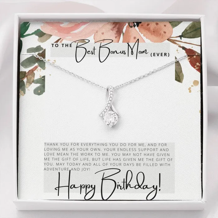 ShineOn Fulfillment To the Best Bonus Mom Ever Happy Birthday Birthday Gift Pendant Necklace Necklaces