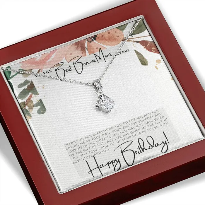 ShineOn Fulfillment To the Best Bonus Mom Ever Happy Birthday Birthday Gift Pendant Necklace Necklaces