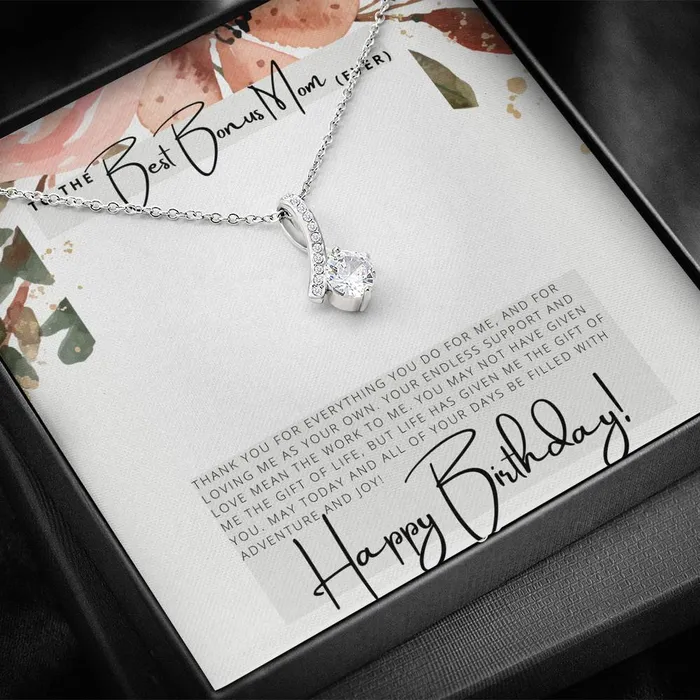 ShineOn Fulfillment To the Best Bonus Mom Ever Happy Birthday Birthday Gift Pendant Necklace Necklaces