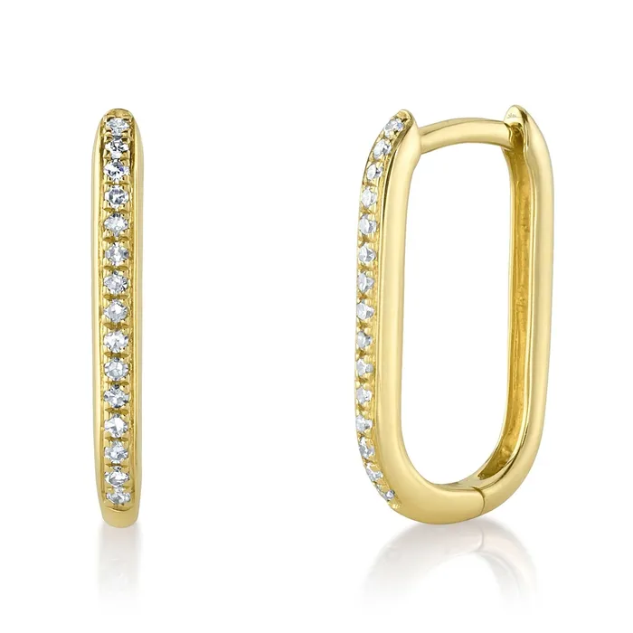 SHY CREATION Shy Creation 14K Yellow Gold 008ctw Classic Oval Hoop Style Diamond Earrings Earrings SHY CREATION Shy Creation 14K Yellow Gold 008ctw Classic Oval Hoop Style Diamond Earrings Earrings