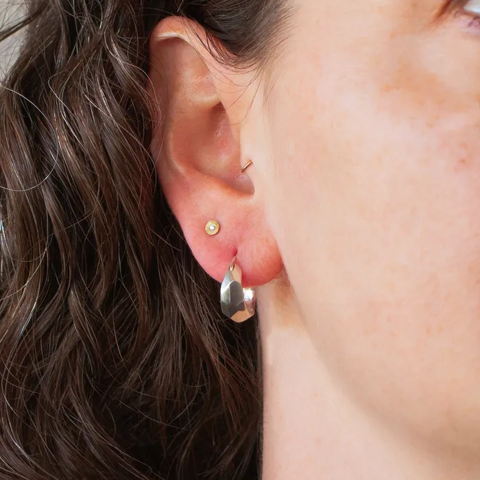 Silver Fragment Huggie Hoops Corey Egan Rings