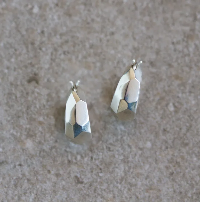 Silver Fragment Huggie Hoops Corey Egan Rings