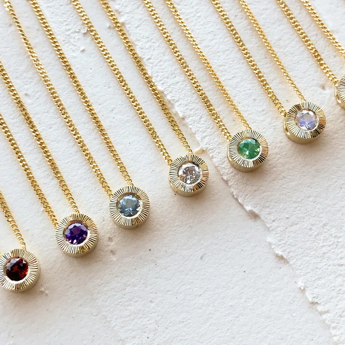 Small Aurora Birthstone Necklace in 14k Yellow Gold Corey Egan Necklaces